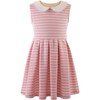 Breton Striped Jersey Dress, Powder Pink & Ivory - Dresses - 1 - thumbnail