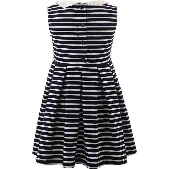 Breton Striped Contrast Collar Jersey Dress, Navy & Ivory - Dresses - 2