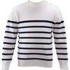 Breton Striped Button-Shoulder Sweater, Navy - Sweaters - 1 - thumbnail
