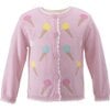 Baby Ice Cream Print Scalloped Trim Cardigan, Pink - Cardigans - 1 - thumbnail