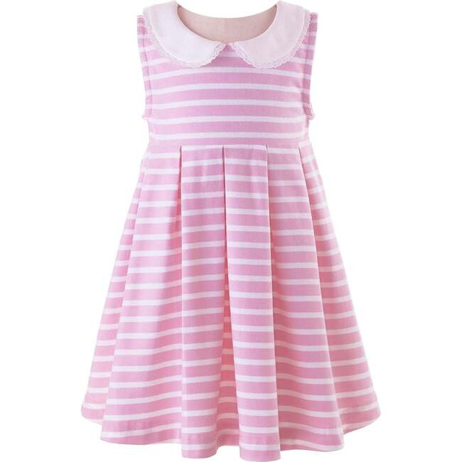 Baby Breton Striped Jersey Dress, Powder Pink & Ivory