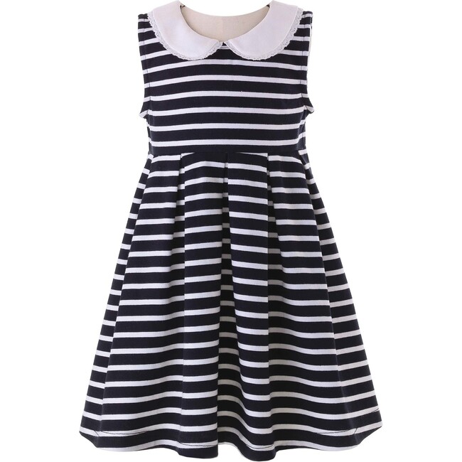 Baby Breton Striped Jersey Dress, Navy & Ivory
