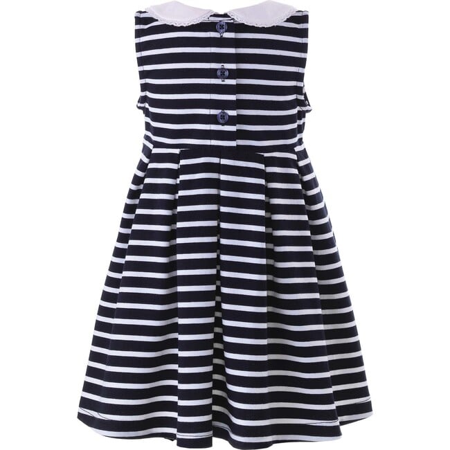 Baby Breton Striped Jersey Dress, Navy & Ivory - Dresses - 2