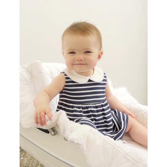 Baby Breton Striped Jersey Dress, Navy & Ivory - Dresses - 3