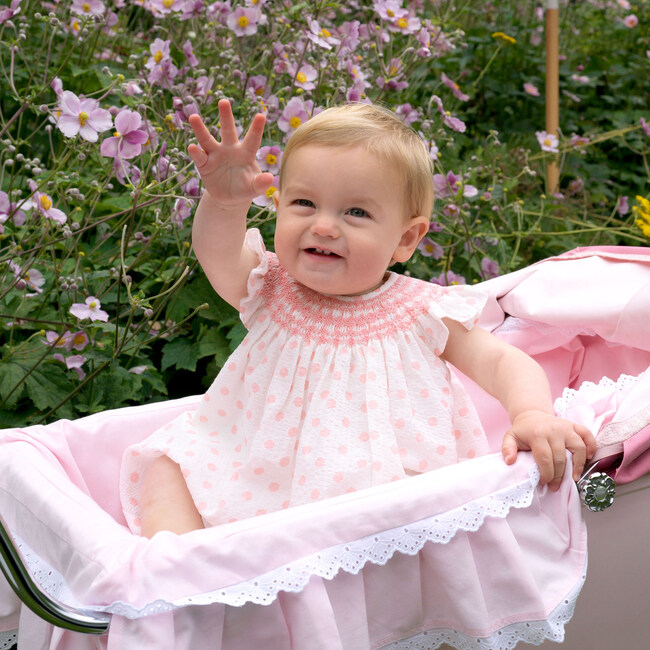 Angel Dot Smocked Dress & Bloomers, Pink & Ivory - Dresses - 3