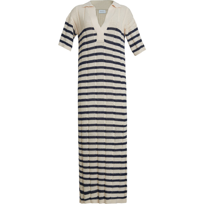 Women's Emmie Stripe Dress, Ivory and Navy Stripe