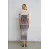 Women's Emmie Stripe Dress, Ivory and Navy Stripe - Dresses - 6