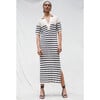 Women's Emmie Stripe Dress, Ivory and Navy Stripe - Dresses - 7