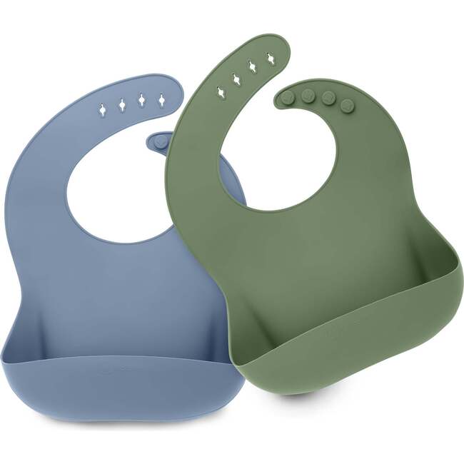 Toddler Prep Silicone Baby Bibs Set, Slate (Pack Of 2)