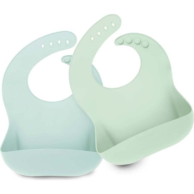 Toddler Prep Silicone Baby Bibs Set, Pastel Sky (Pack Of 2)