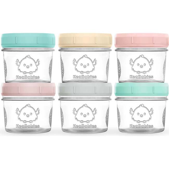 Prep Glass Baby Food Storage Containers With Lids, Pastels (Pack Of 6)