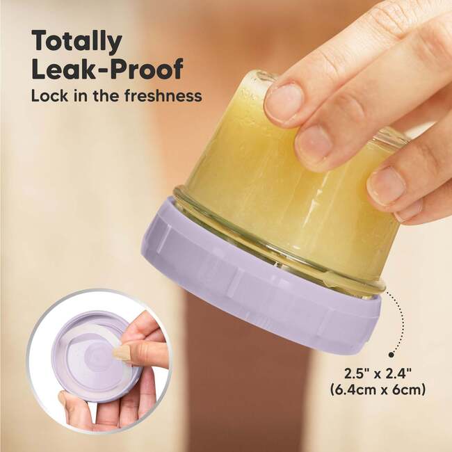 Prep Glass Baby Food Storage Containers With Lids, Lilac (Pack Of 6) - Food Storage - 2