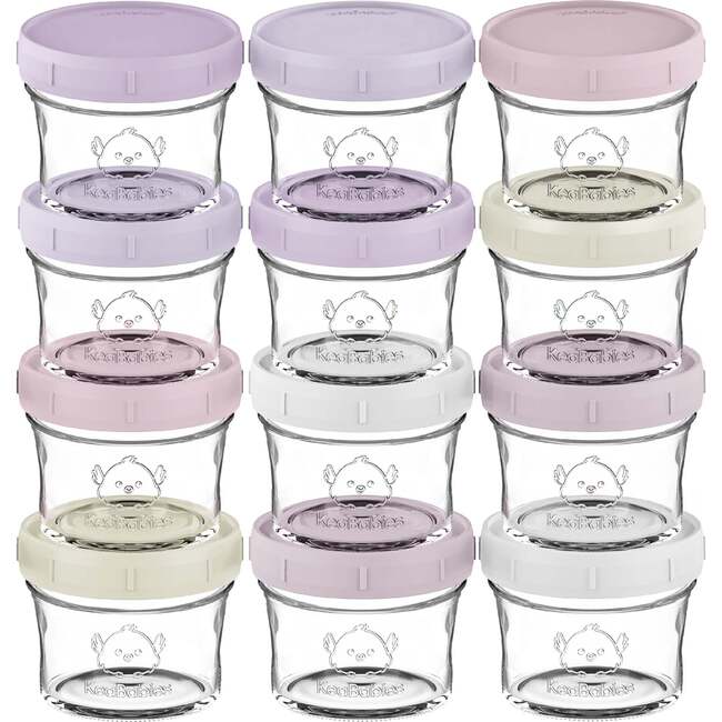 Prep Glass Baby Food Storage Containers With Lids, Lilac (Pack Of 12)
