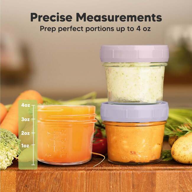Prep Glass Baby Food Storage Containers With Lids, Lilac (Pack Of 6) - Food Storage - 3
