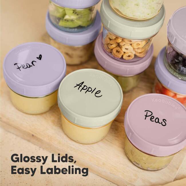 Prep Glass Baby Food Storage Containers With Lids, Lilac (Pack Of 6) - Food Storage - 6
