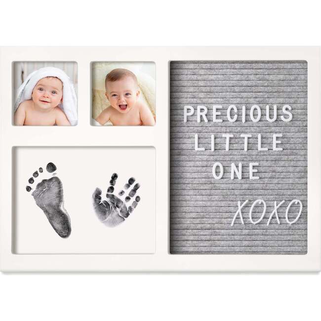 Heartfelt Inkless Baby Hand & Footprint Frame Kit With Letterboard, Alpine White