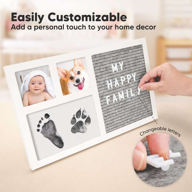 Heartfelt Inkless Baby Hand & Footprint Frame Kit With Letterboard, Alpine White - Frames - 4