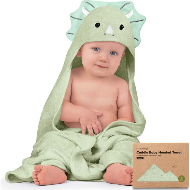 Cuddle Organic Baby Hooded Towel 35X35, Triceratops
