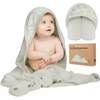Baby Luxe Organic Hooded Towel 35X35, Serenity - Bath Accessories - 1 - thumbnail