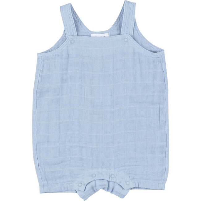 Dusty Blue Solid Muslin Overall Shortie, Blue