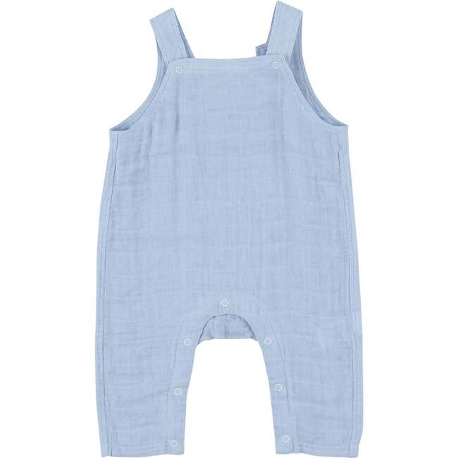 Dusty Blue Solid Muslin Overalls, Blue