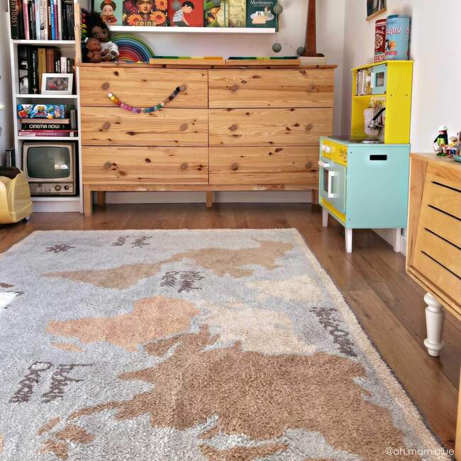 Washable Rug Vintage Map, Multi. 6' 7" x 9' 10" - Rugs - 4