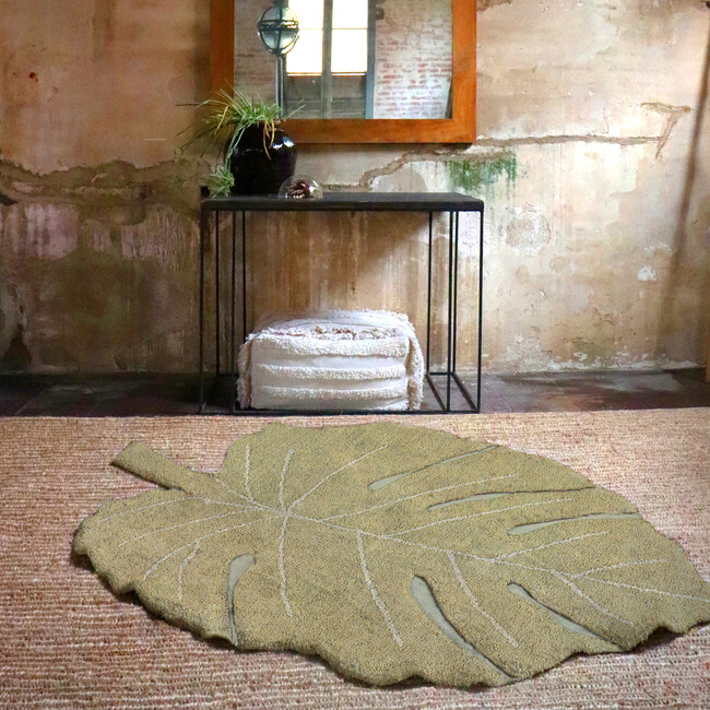 Washable Rug Monstera, Olive. 6' 7" x 9' 10" - Rugs - 5