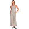 Women's Anzio Knit Seersucker Stripe Round Neck Maxi Dress, Ivory & Black - Dresses - 1 - thumbnail