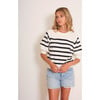 Women's Sarzana Striped Pull-Over Sweater, Black & White - Sweaters - 2