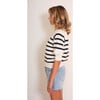 Women's Sarzana Striped Pull-Over Sweater, Black & White - Sweaters - 3