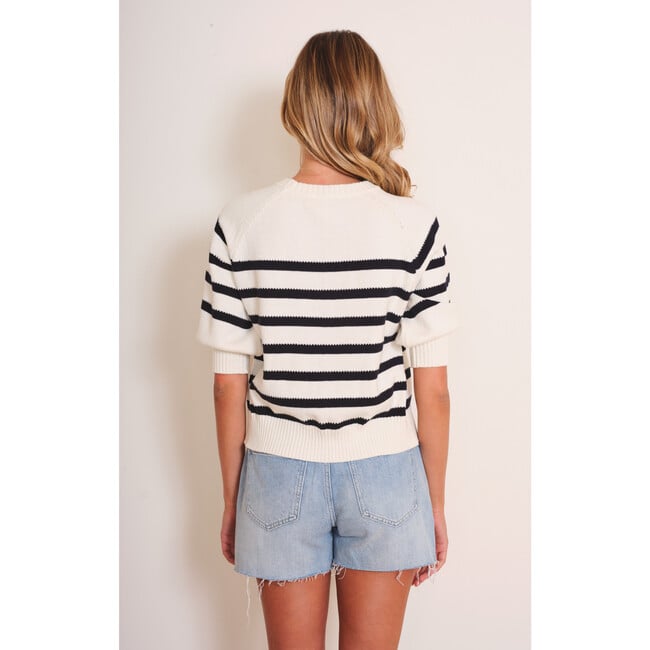 Women's Sarzana Striped Pull-Over Sweater, Black & White - Sweaters - 4