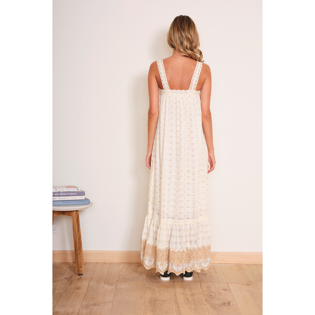 Women's Mossimo Woven Floral Embroidered Square Neck Maxi Dress, Sand - Dresses - 5