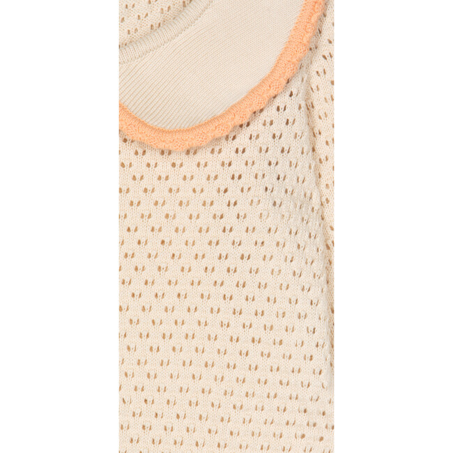 Carola Collared Openwork Sweater, Cream & Peach - Sweaters - 3