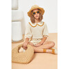 Carola Collared Openwork Sweater, Cream & Caramel - Sweaters - 2