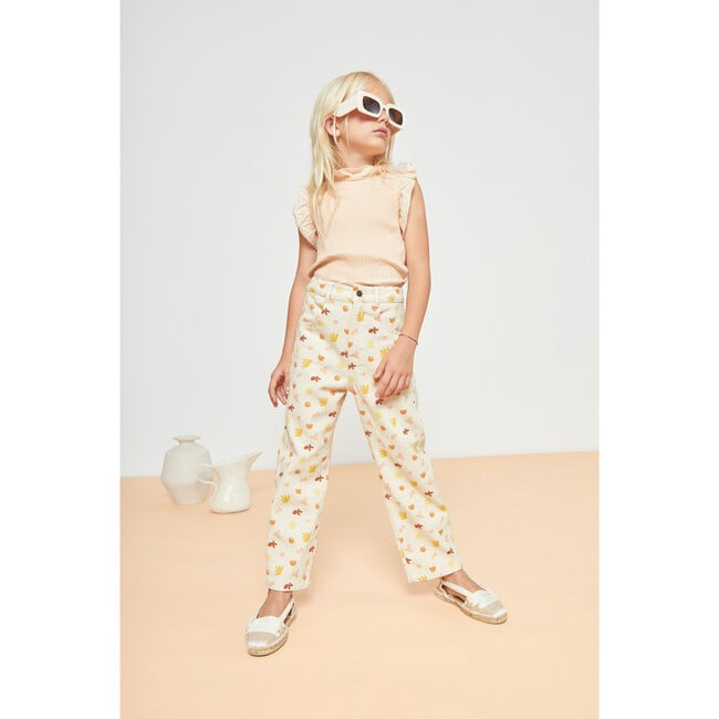 Alex Printed Denim Pant, Cream & Rust - Pants - 3