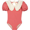 Daniela Collared Swimsuit, Ecru & Coral - One Pieces - 1 - thumbnail