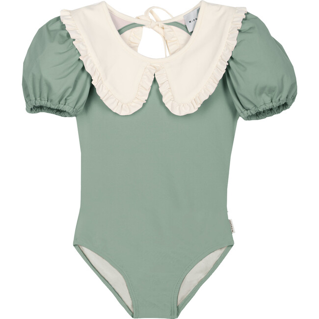Daniela Collared Swimsuit, Ecru & Musgo Green
