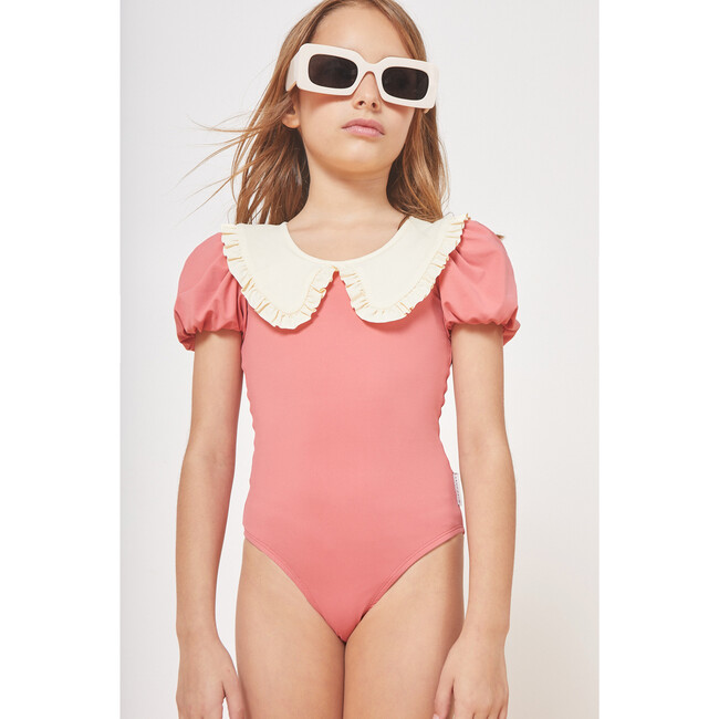 Daniela Collared Swimsuit, Ecru & Coral - One Pieces - 2