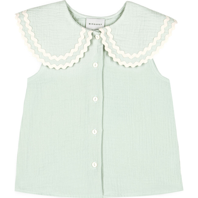 Alice Muslin Collared Blouse, Green Lily - Blouses - 2