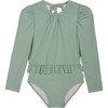 Macarena Long Sleeve Swimsuit, Musgo Green - One Pieces - 1 - thumbnail