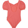 Célia Balloon Sleeve Swimsuit, Coral - One Pieces - 1 - thumbnail