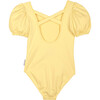 Célia Balloon Sleeve Swimsuit, Bamboo Yellow - One Pieces - 1 - thumbnail