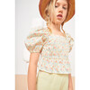 Anitta Satin Blouse, Cream & Green Lily - Blouses - 3