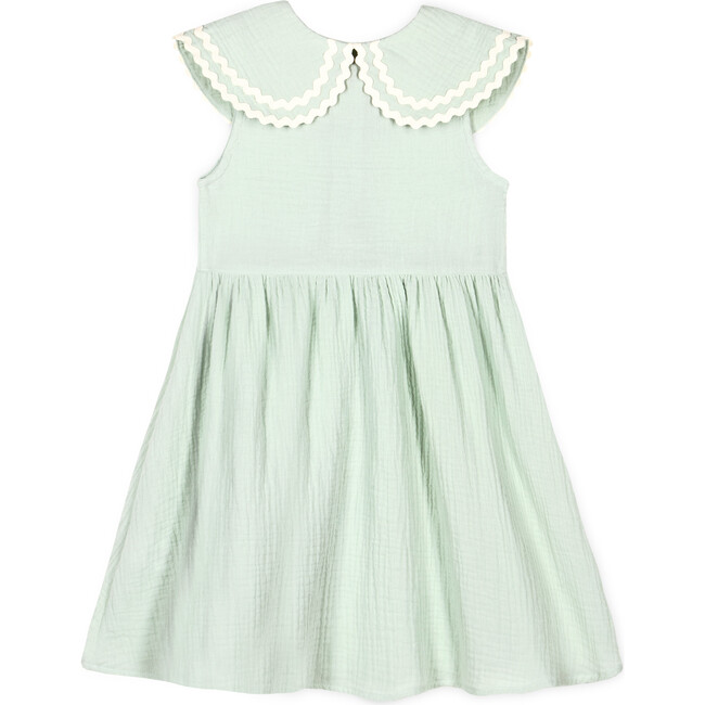 Alice Muslin Collared Dress, Green Lily