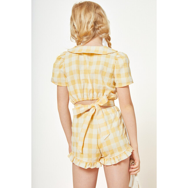 Isabelle Vichy Top, Yellow - Blouses - 5