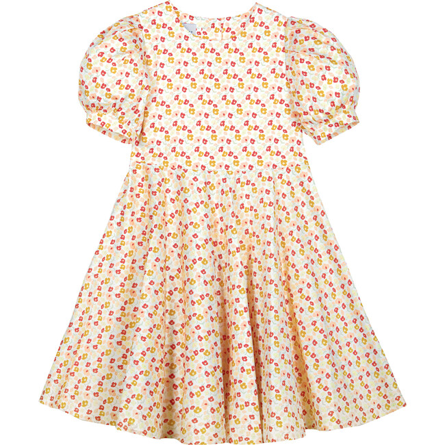 Marie Satin Dress, Cream & Coral