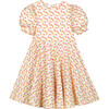 Marie Satin Dress, Cream & Coral - Dresses - 1 - thumbnail