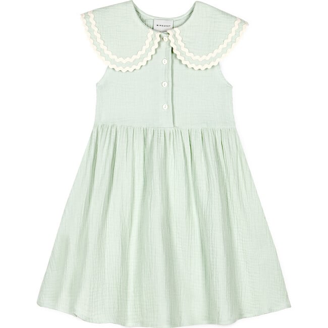 Alice Muslin Collared Dress, Green Lily - Dresses - 2