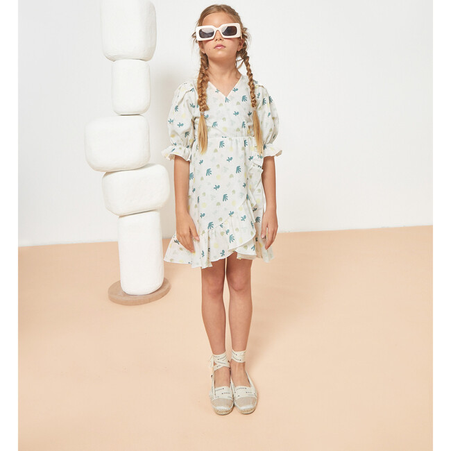 Océane Linen Dress, Cream & Green Lily - Dresses - 3
