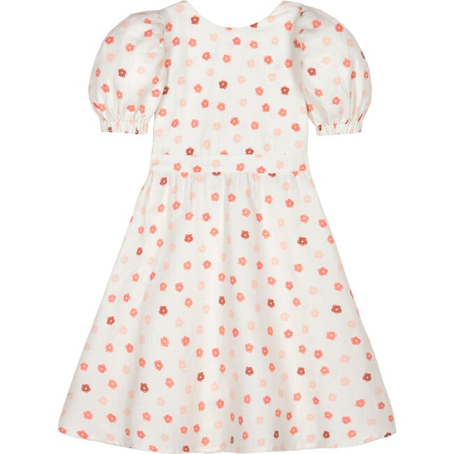 Marjorie Flower Muslin Dress, Cream & Coral - Dresses - 2